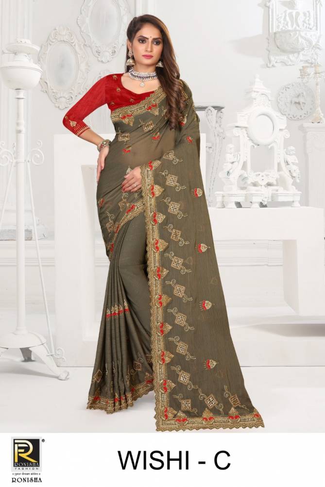 Ronisha Wishi New Designer Exclusive Wear Embroidery Saree Collection